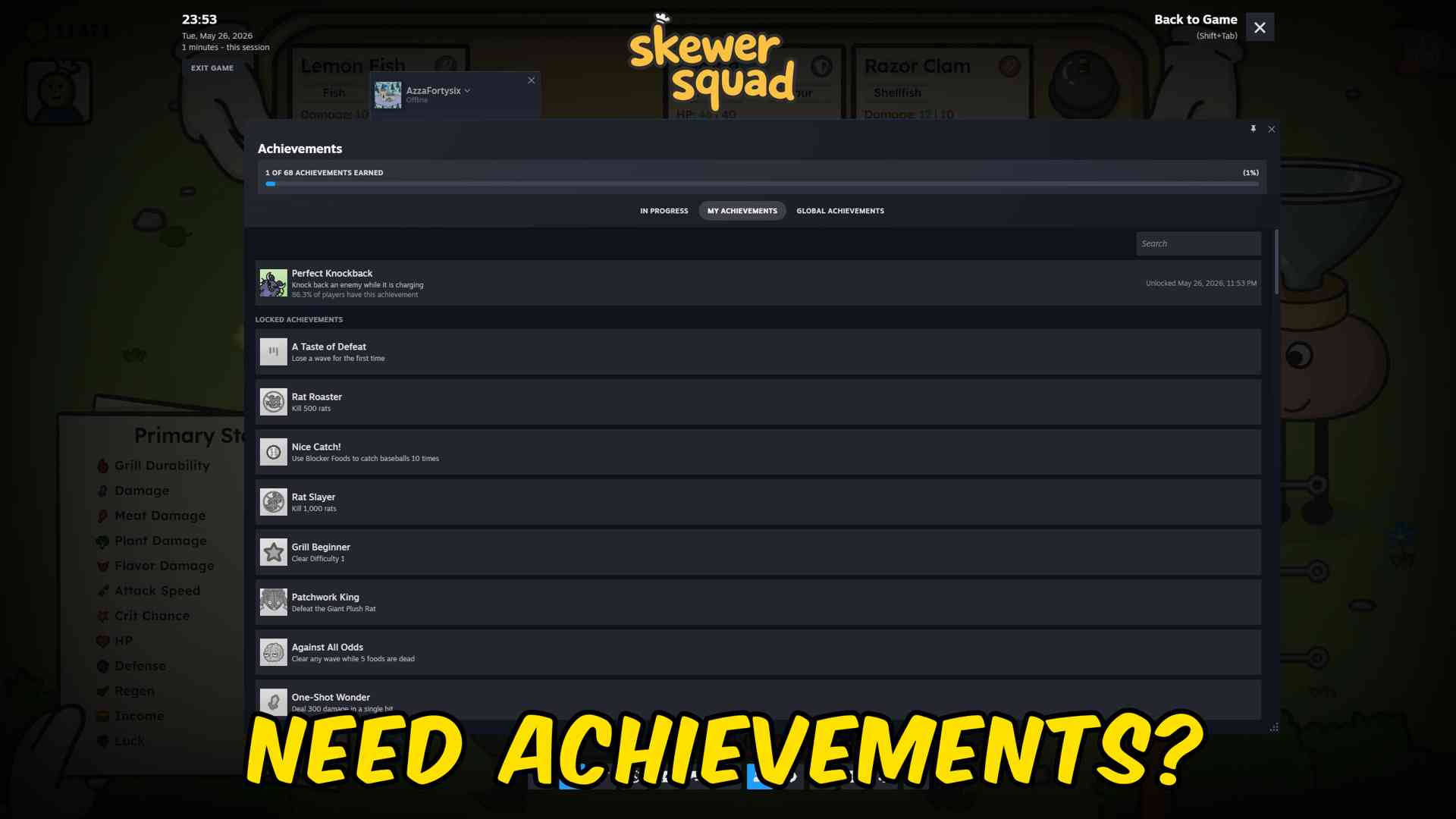 Skewer Squad — Achievement Unlocker